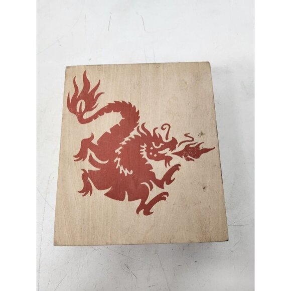 Lily Song Chinese Zodiac Animal Symbols 18 Rubber Stamps Set In Wooden Box New - Picture 8 of 9